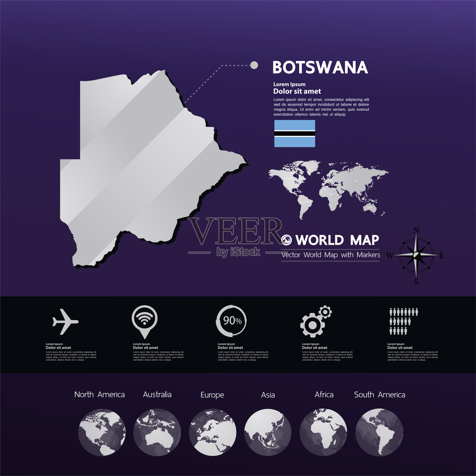 博茨瓦纳地图图形元素矢量插图。插画图片素材