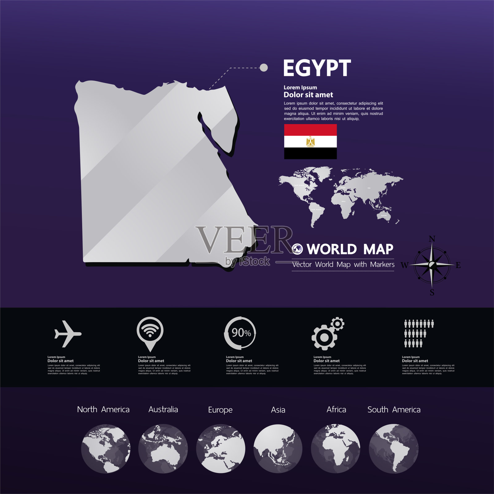 埃及地图图形元素矢量插图。插画图片素材