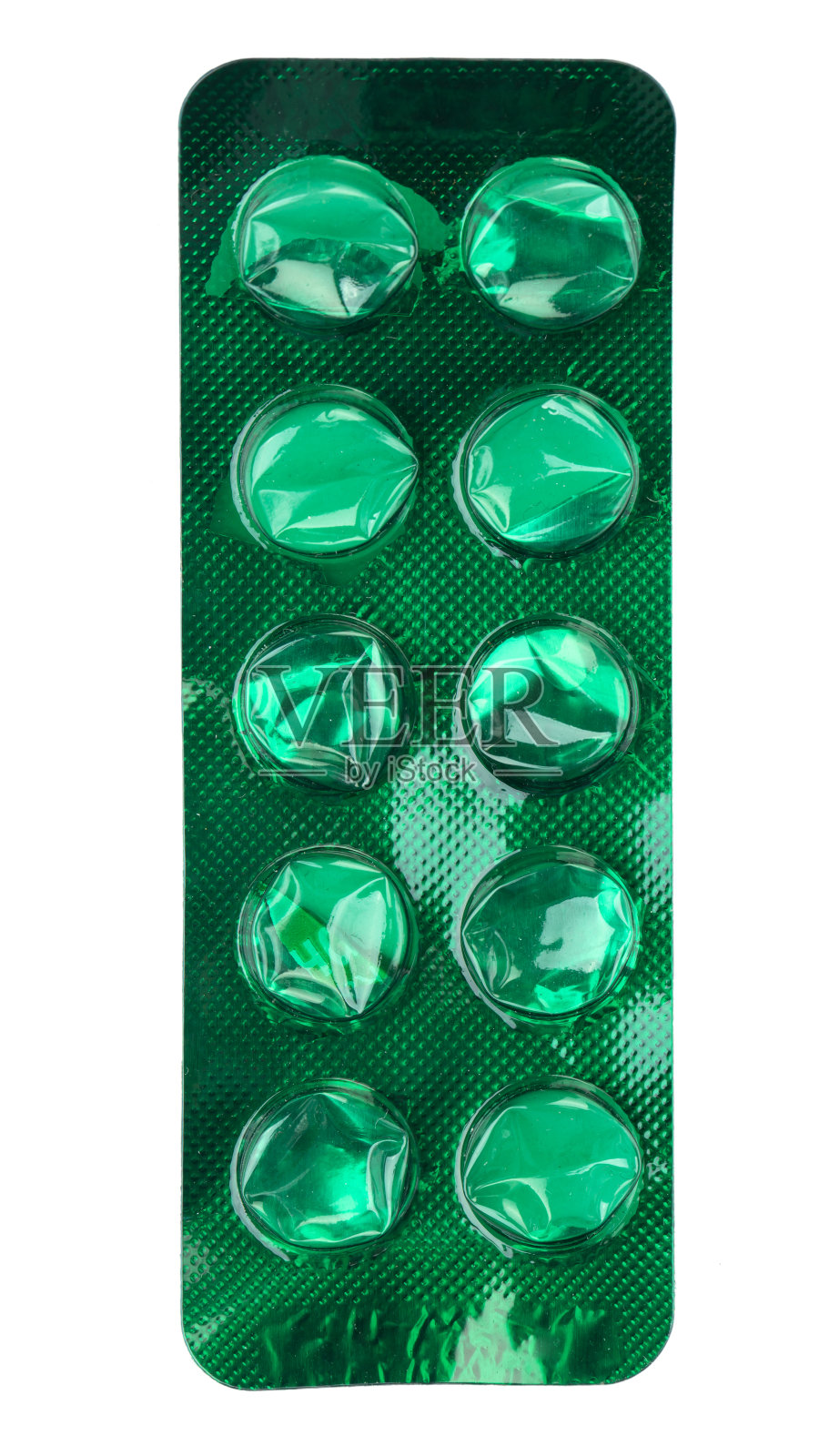 药丸上的空水泡孤立在白色背景上。照片摄影图片