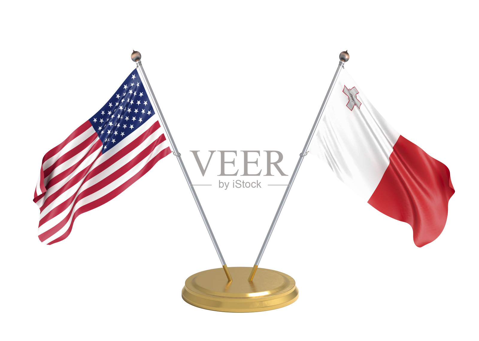 美国和马耳他国旗3D图照片摄影图片