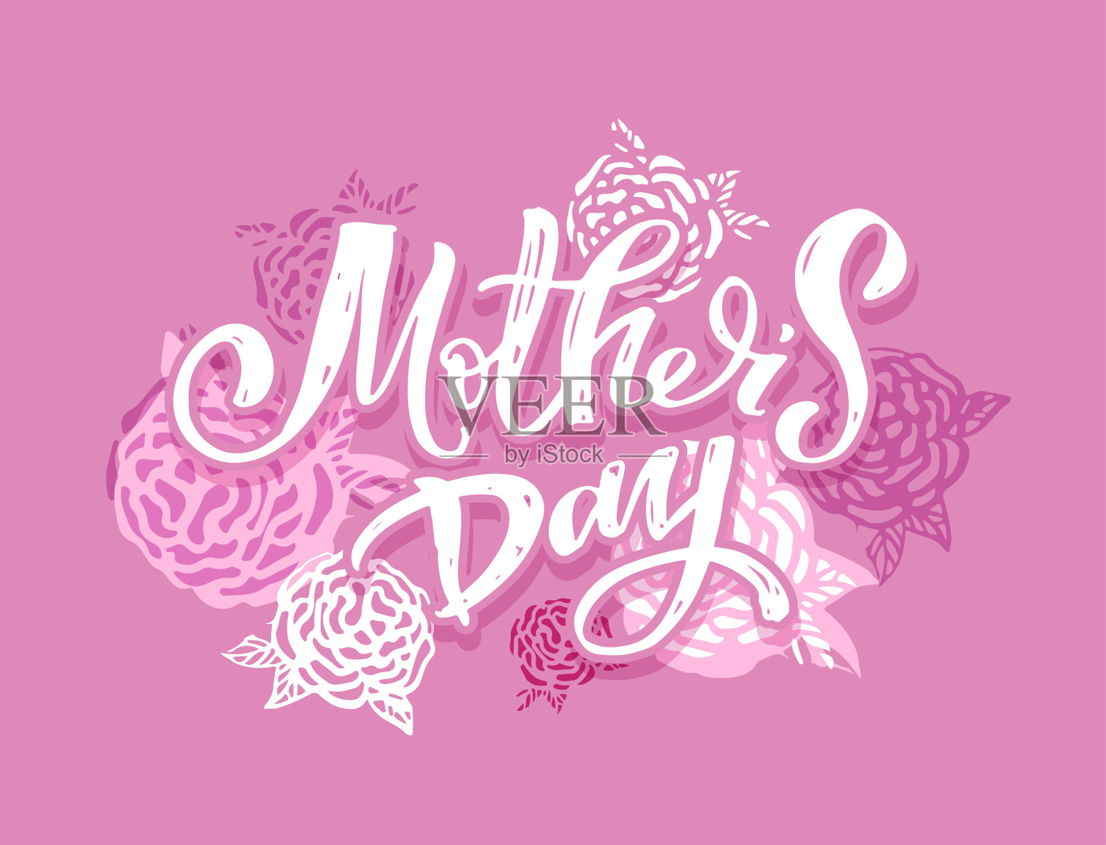 母亲节快乐-可爱的手绘涂鸦明信片插画图片素材