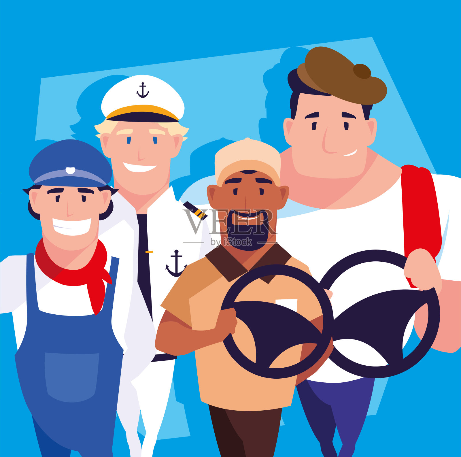 一群不同职业的司机插画图片素材