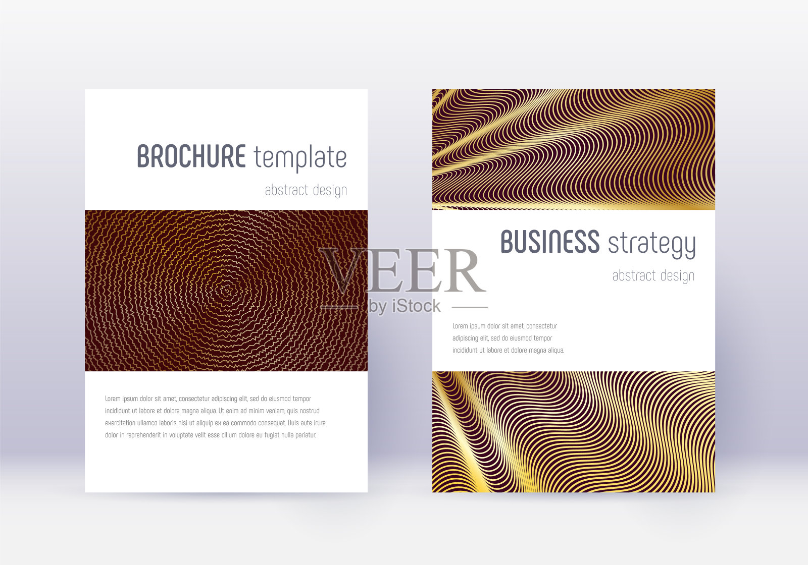 极简封面设计模板集。黄金abstr设计模板素材