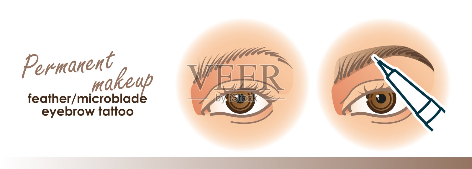 永久性化妆插图。羽毛，微刀纹眉程序插画图片素材