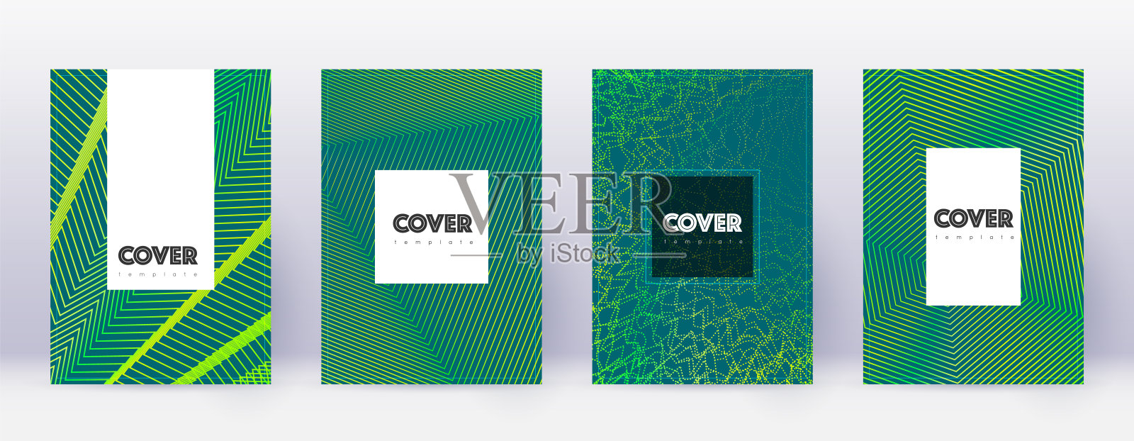 潮人手册设计模板集。绿色abstra设计模板素材