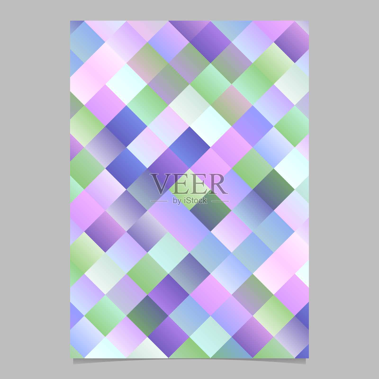 新潮的彩色几何方形图案传单模板设计设计模板素材