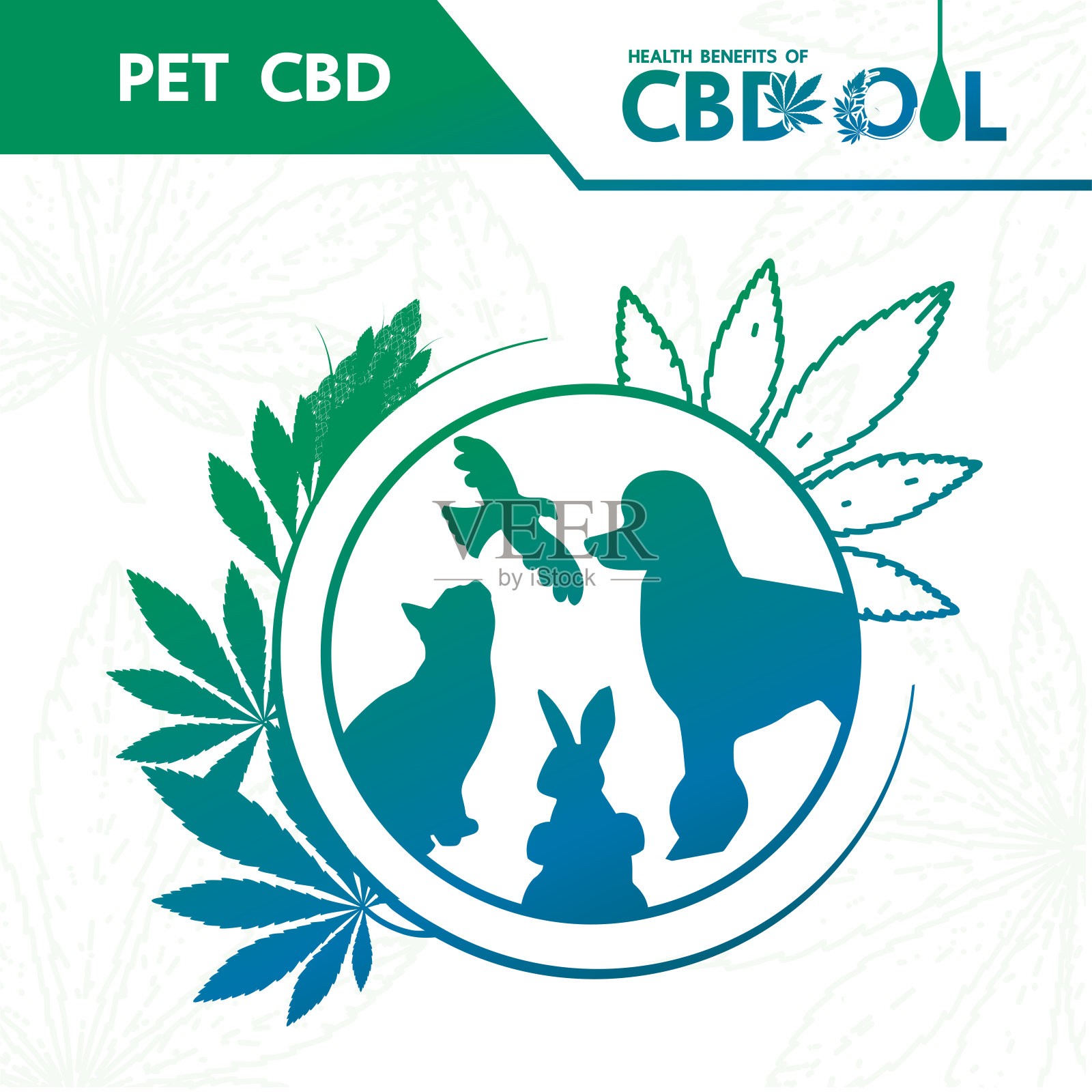 大麻对宠物健康媒介的好处说明。插画图片素材