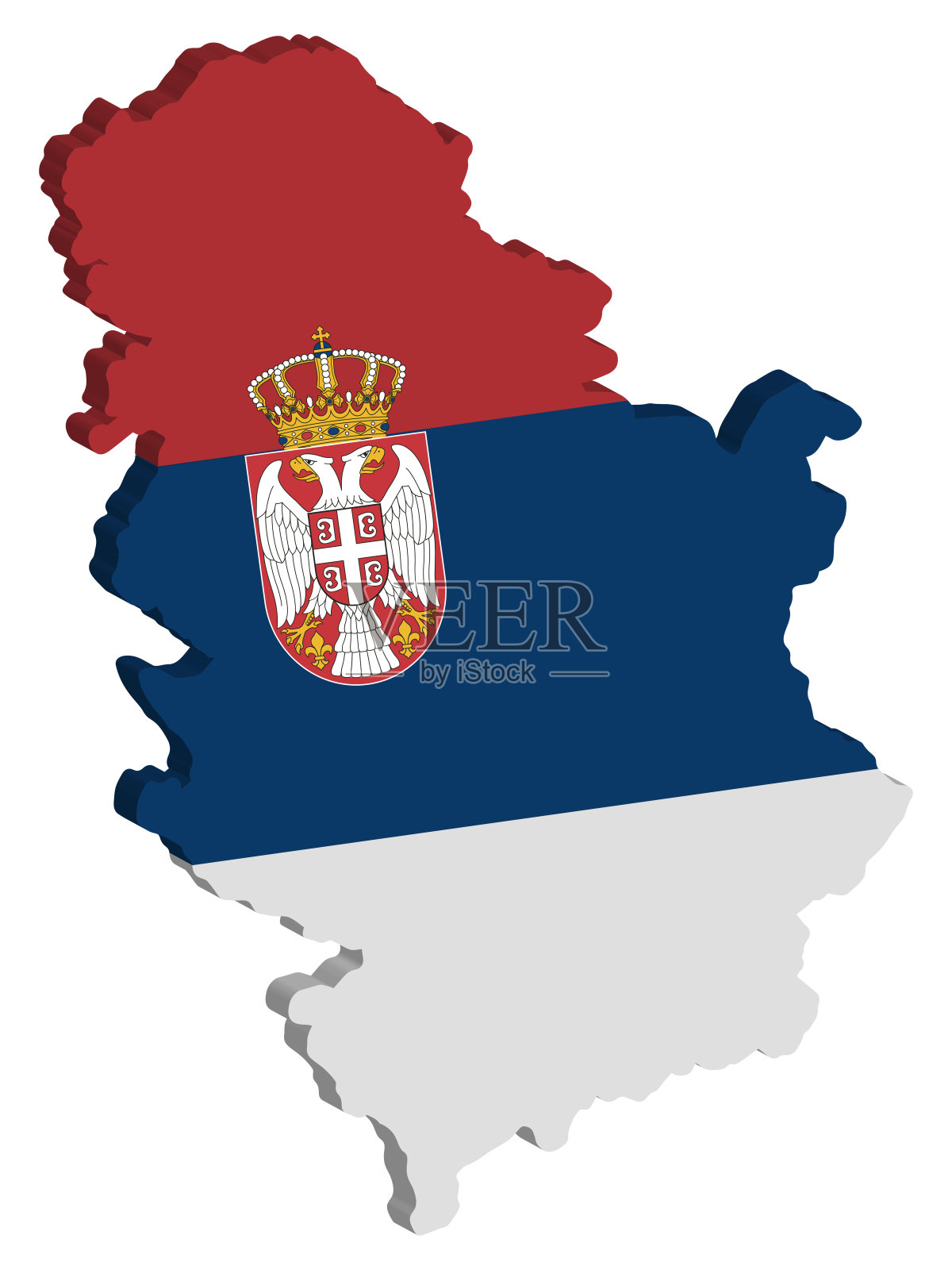 塞尔维亚地图旗帜矢量3D插图Eps 10插画图片素材