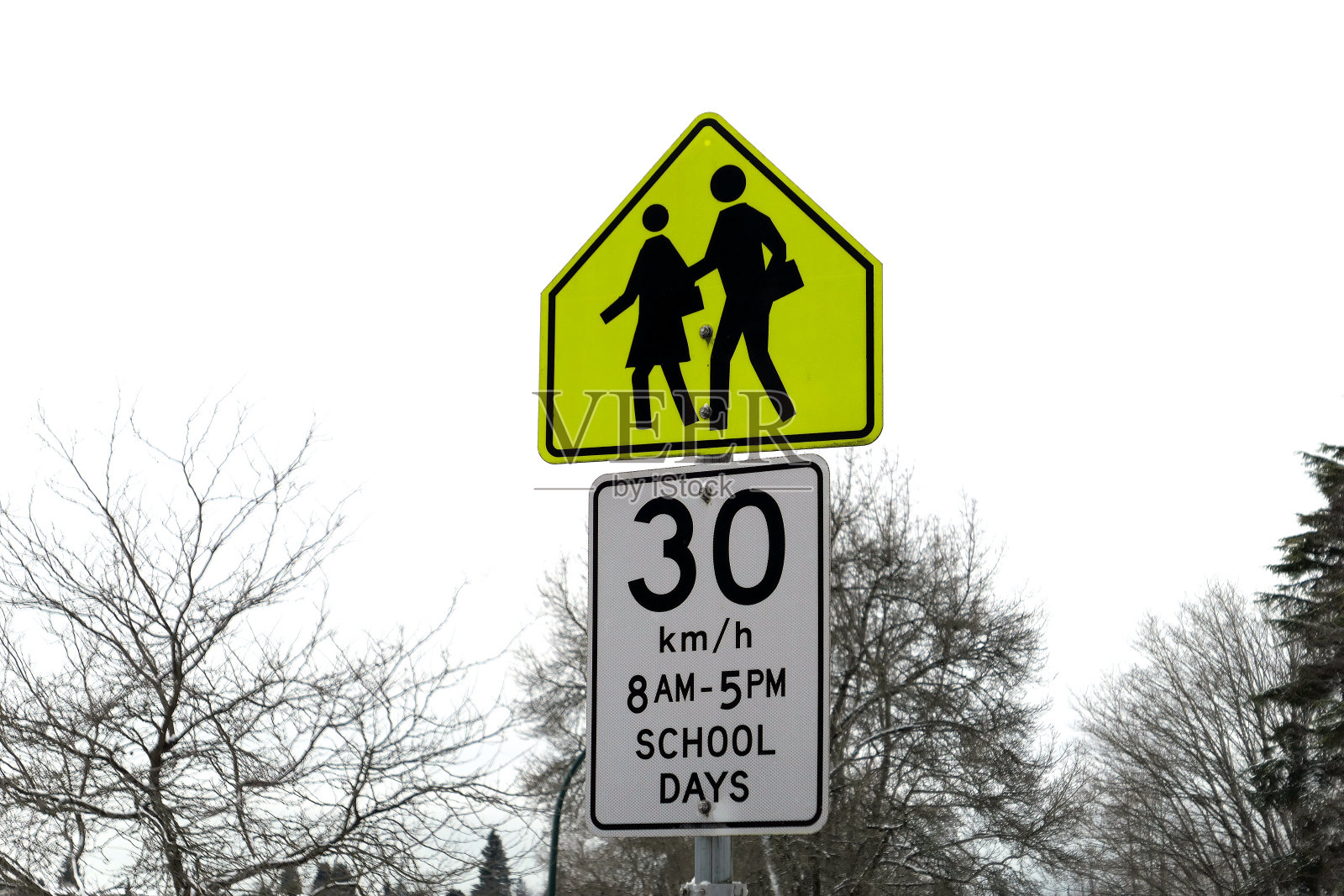 加拿大BC省温哥华学校附近30公里限速标志照片摄影图片