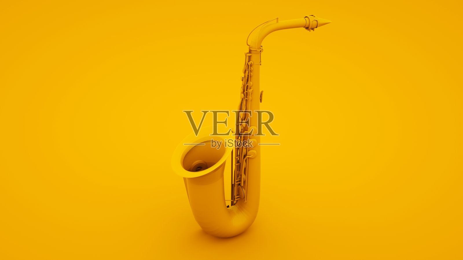 黄色背景上的萨克斯风。最小的理念概念，3d插图照片摄影图片