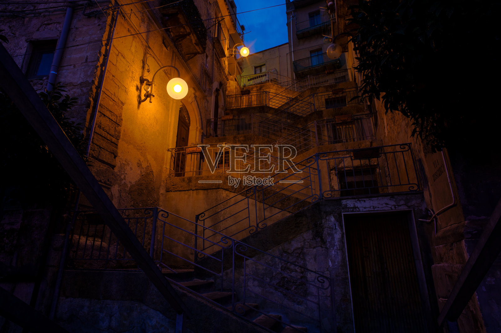 西西里里昂福特的斯卡拉博物馆楼梯照片摄影图片