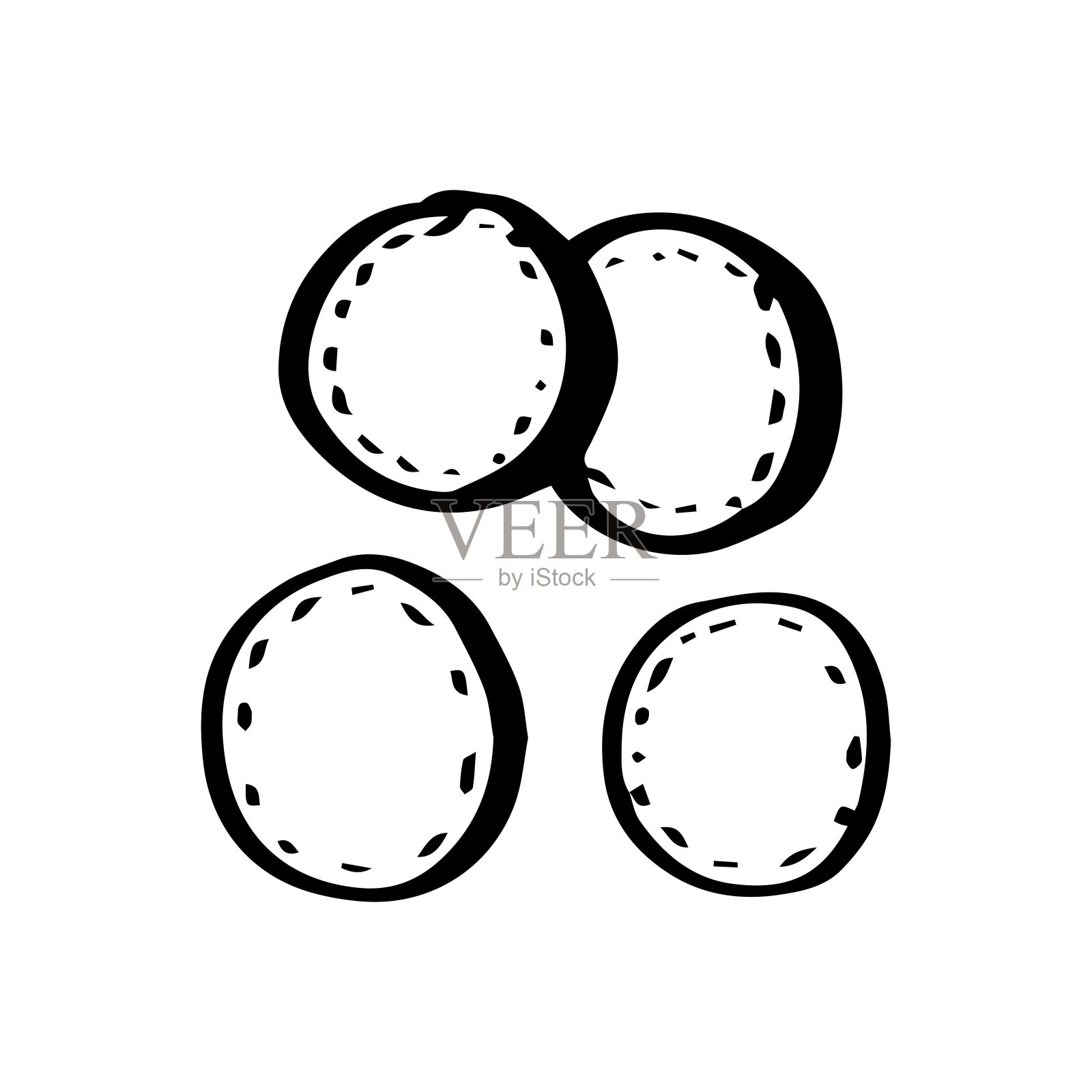 天然棉海绵圆形脸部护理在涂鸦风格孤立在白色背景。向量插画图片素材