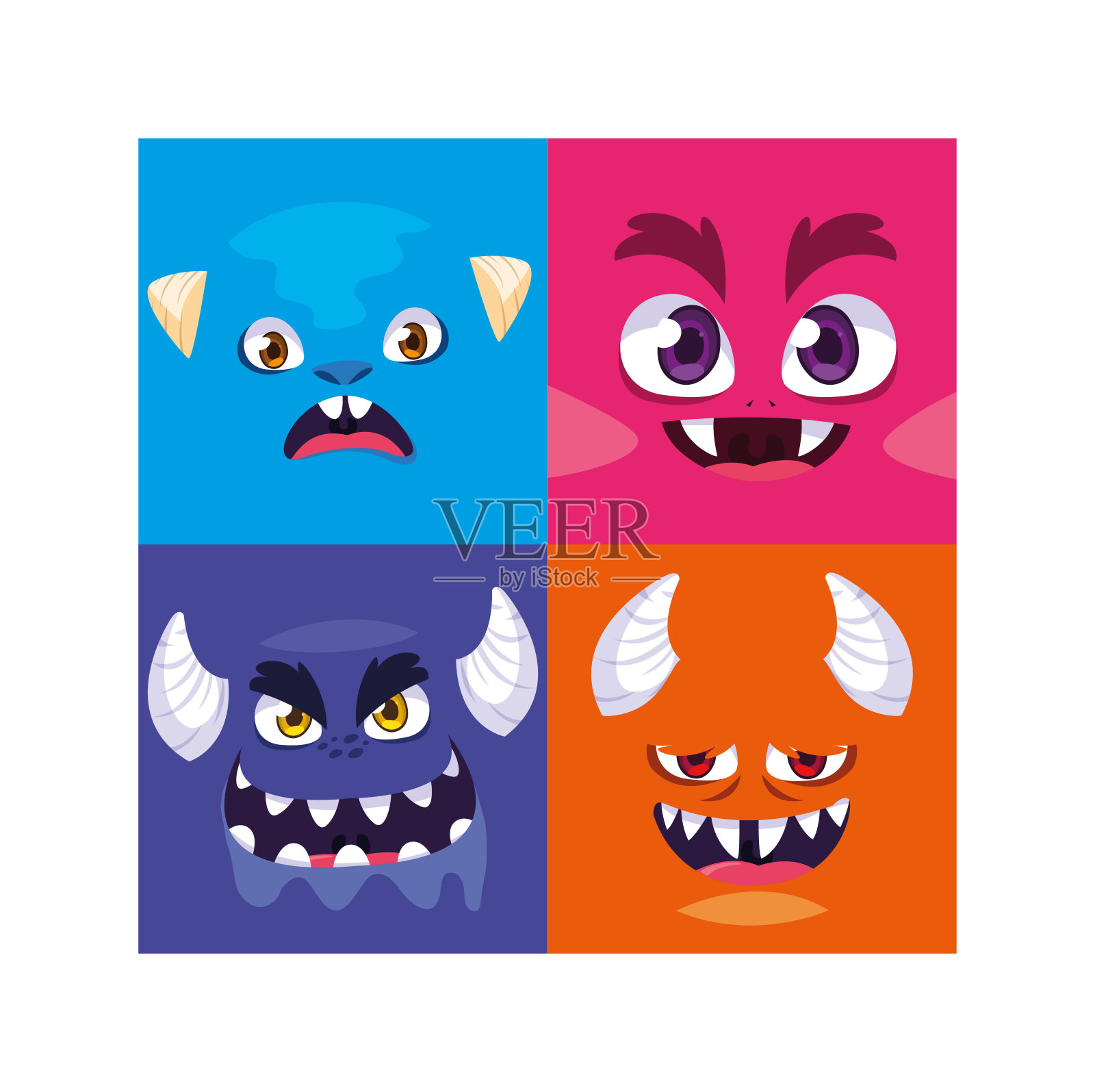 彩色外星怪物套装插画图片素材