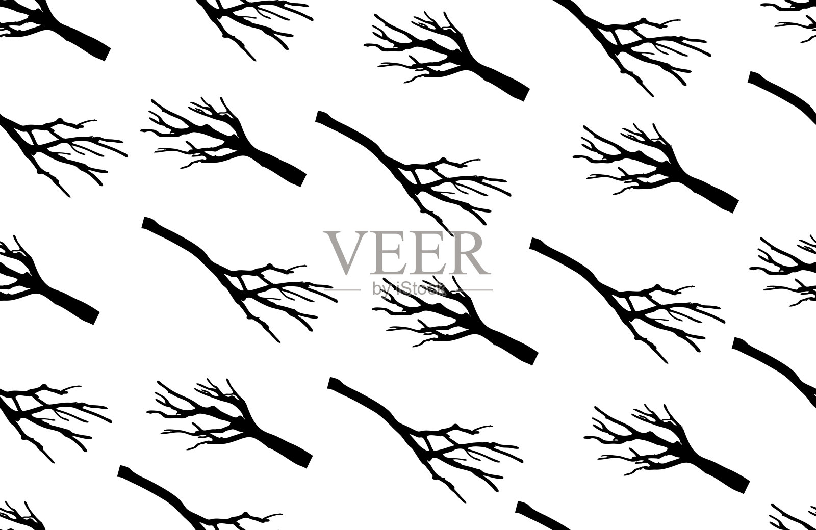 树的裸枝无缝图案矢量图设计元素图片