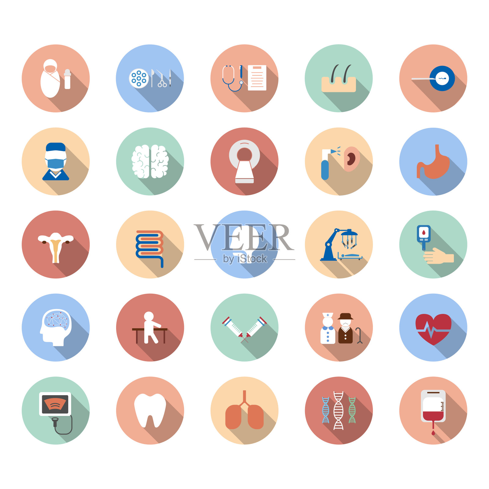 有着长长的阴影的医疗图标插画图片素材