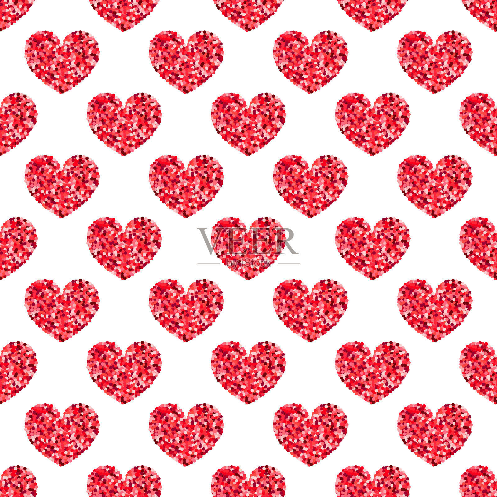 红亮晶晶心无缝图案插画图片素材
