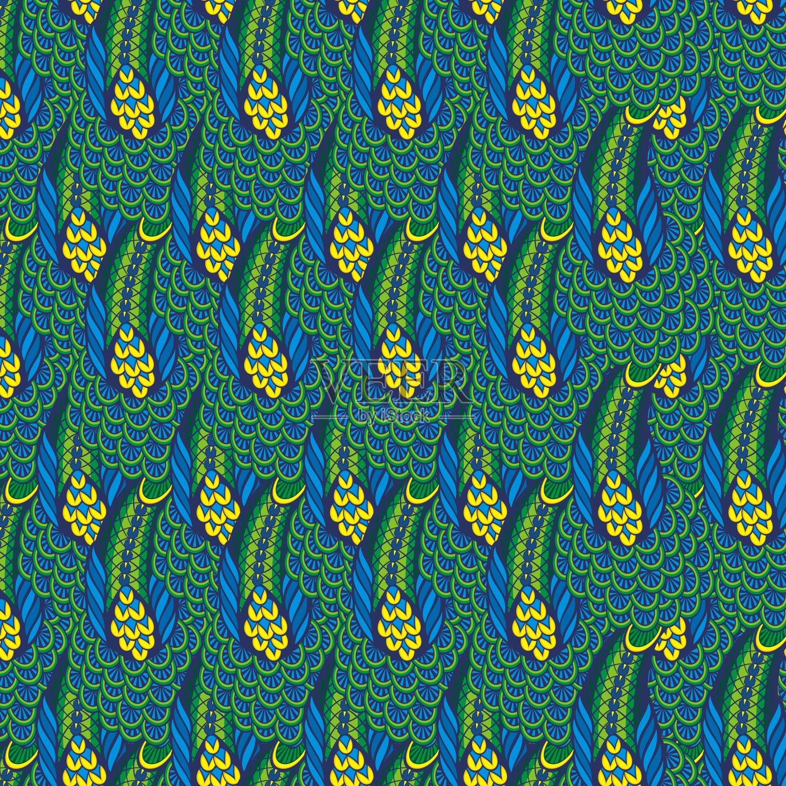孔雀羽毛的设计。插画图片素材