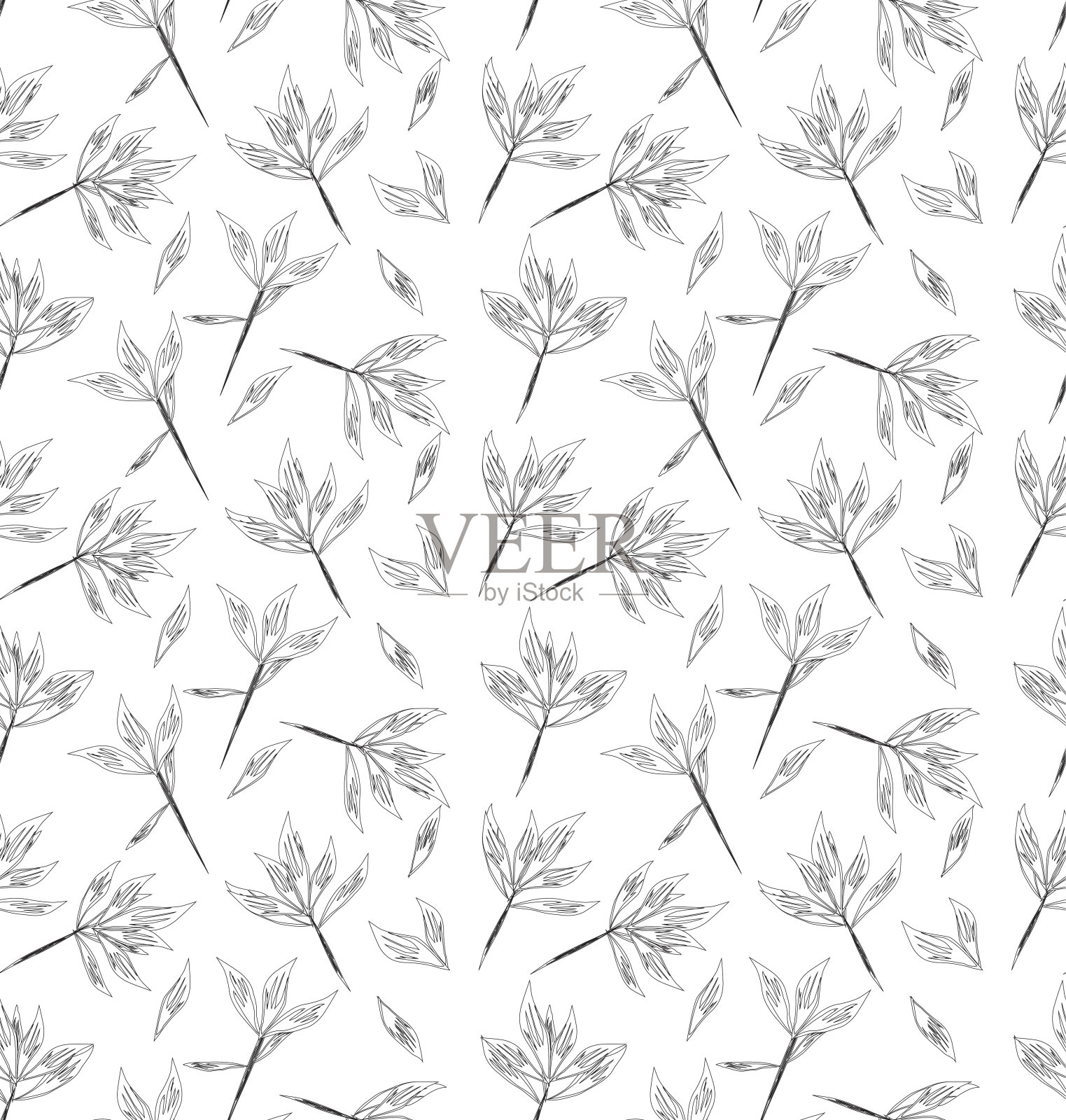 热带植物植物无缝图案插画图片素材