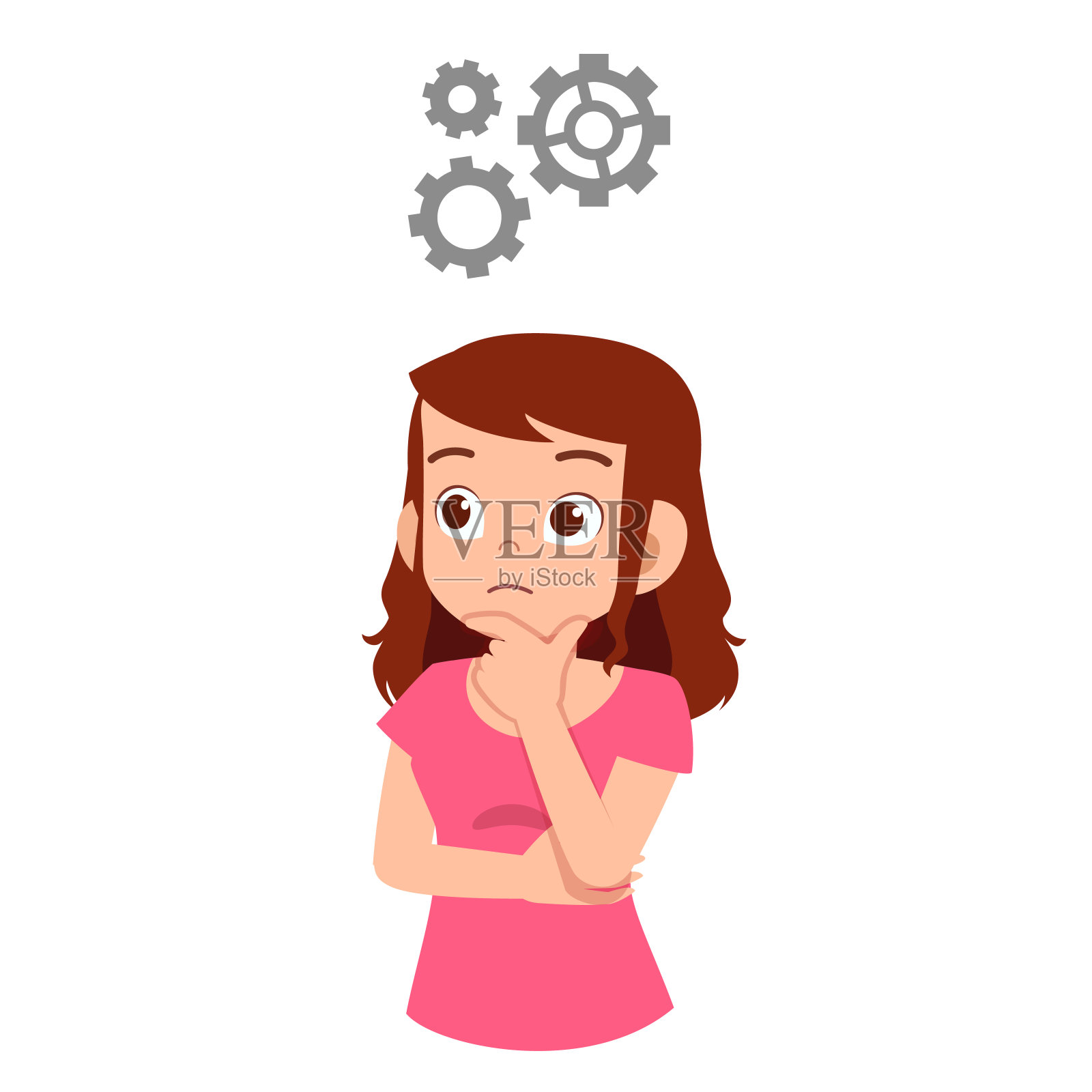 漂亮女人思考好点子的过程插画图片素材