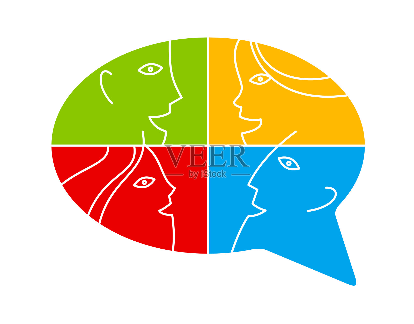 概念语音气泡沟通概念矢量符号孤立于白色，对话或头脑风暴，讨论或论证。插画图片素材