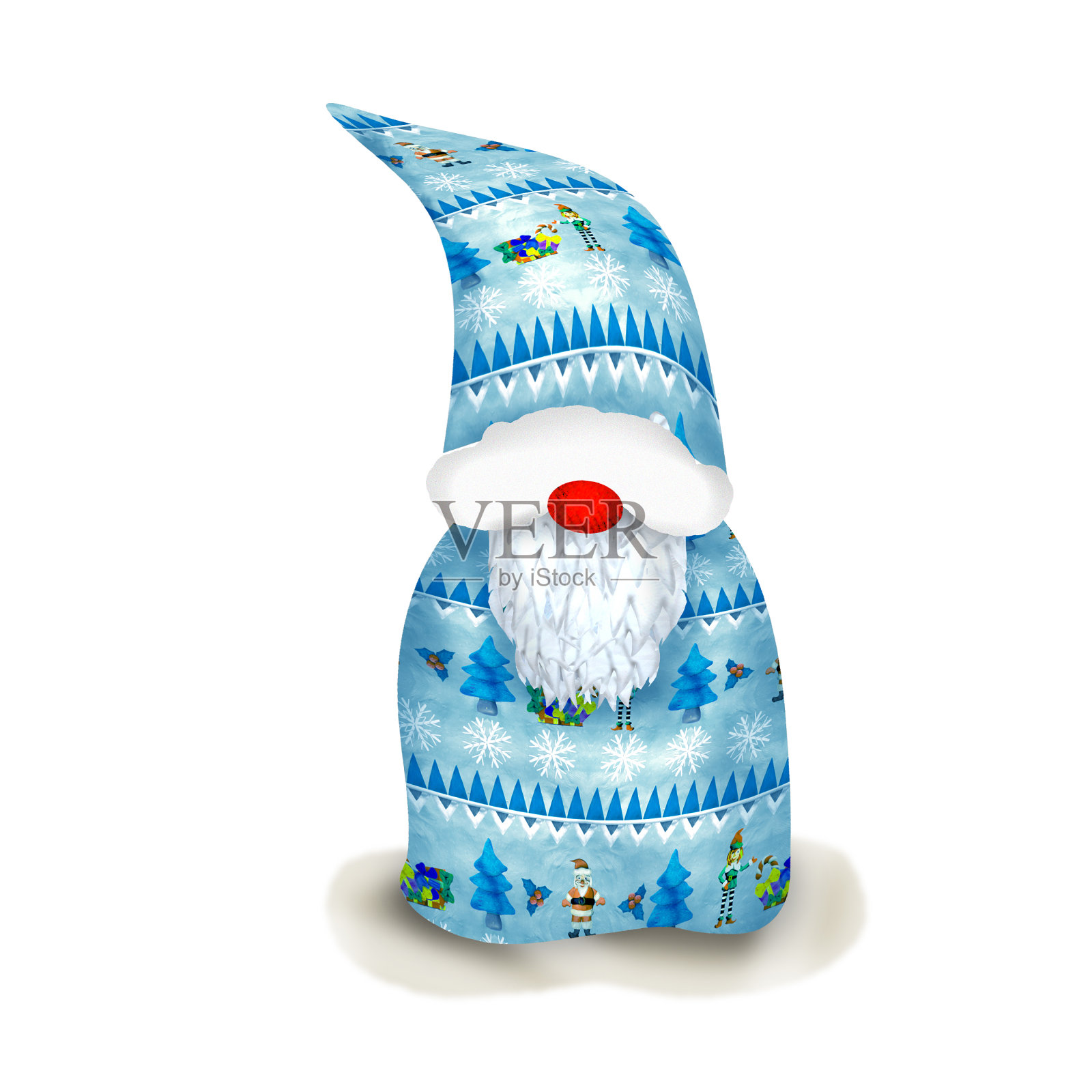 橡皮泥挪威3D圣诞侏儒孤立在白色插画图片素材