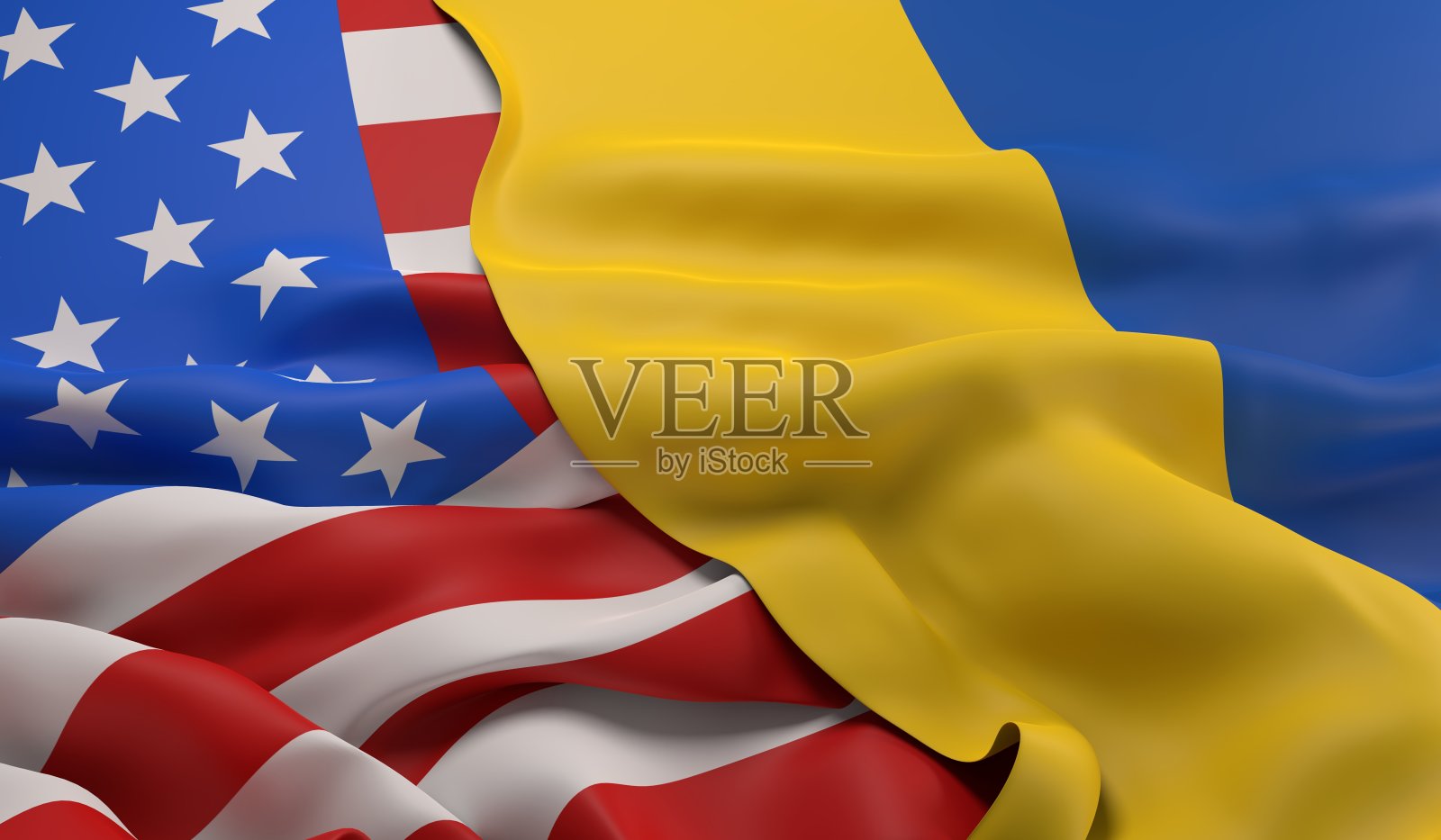 美国和乌克兰国旗照片摄影图片