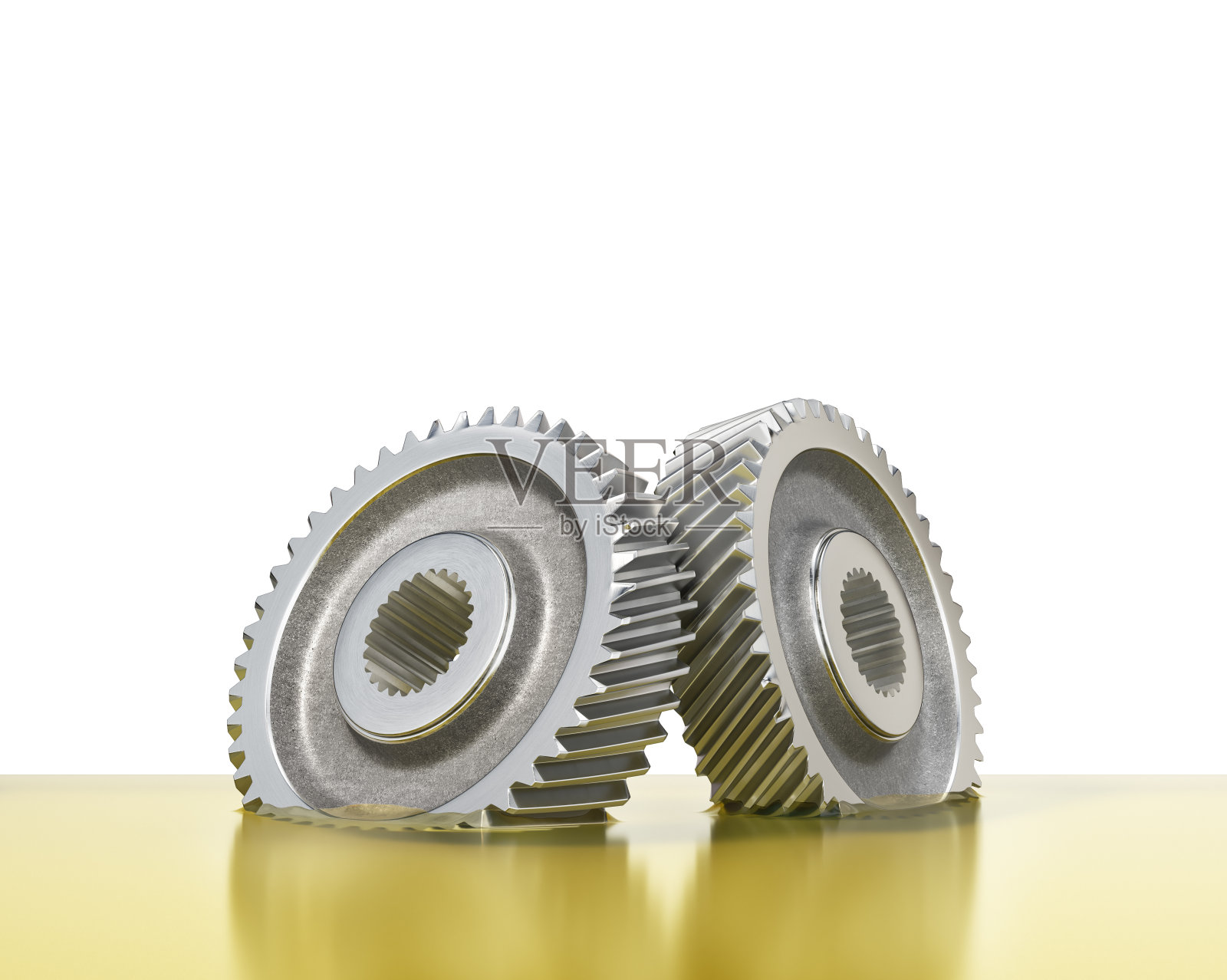 润滑剂。在白色背景上，齿轮被油浸透。三维演示照片摄影图片