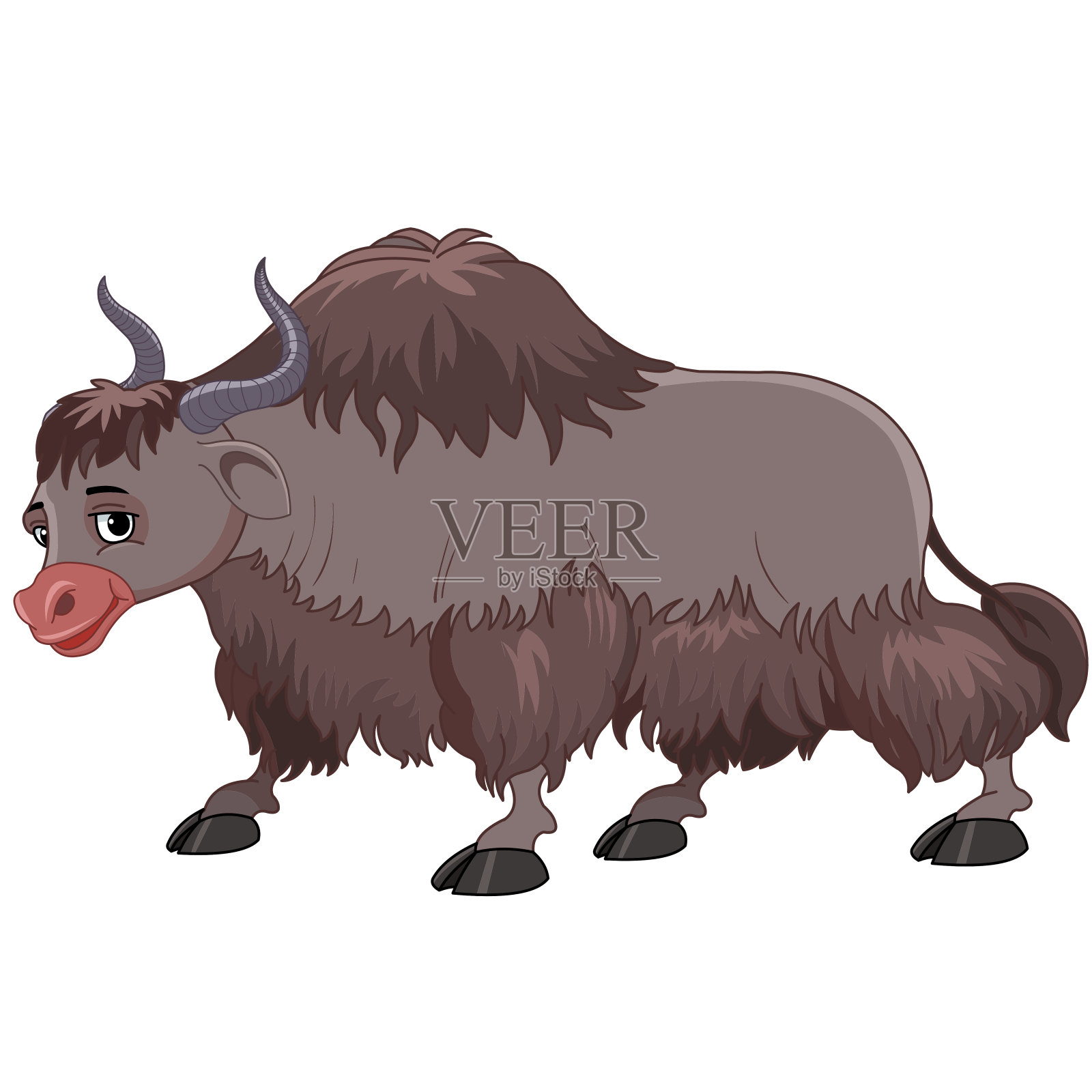 有角的棕色大牦牛设计元素图片