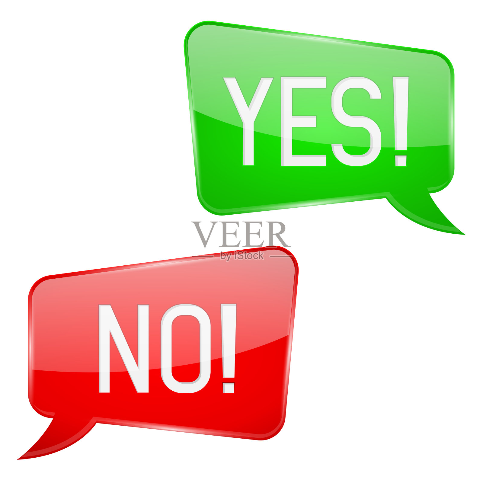 是和不是的标志。绿色和红色讲话气泡插画图片素材