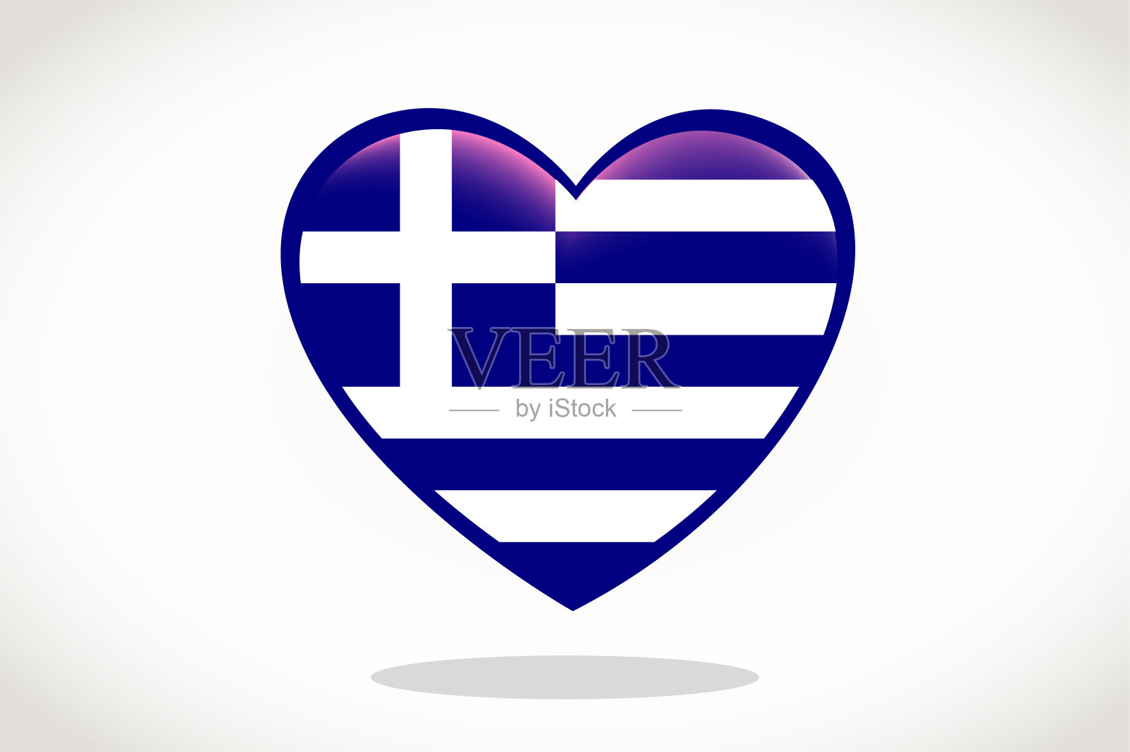 心3d希腊国旗，希腊国旗模板设计。插画图片素材