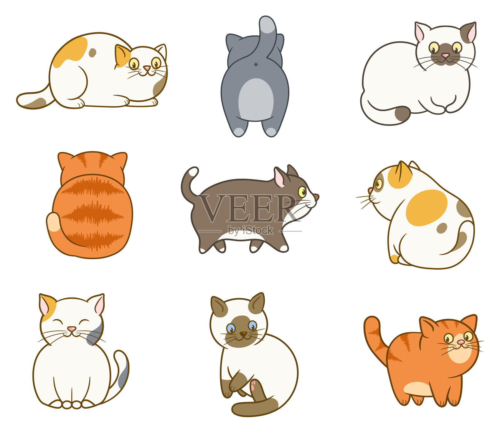 可爱的猫组插画图片素材