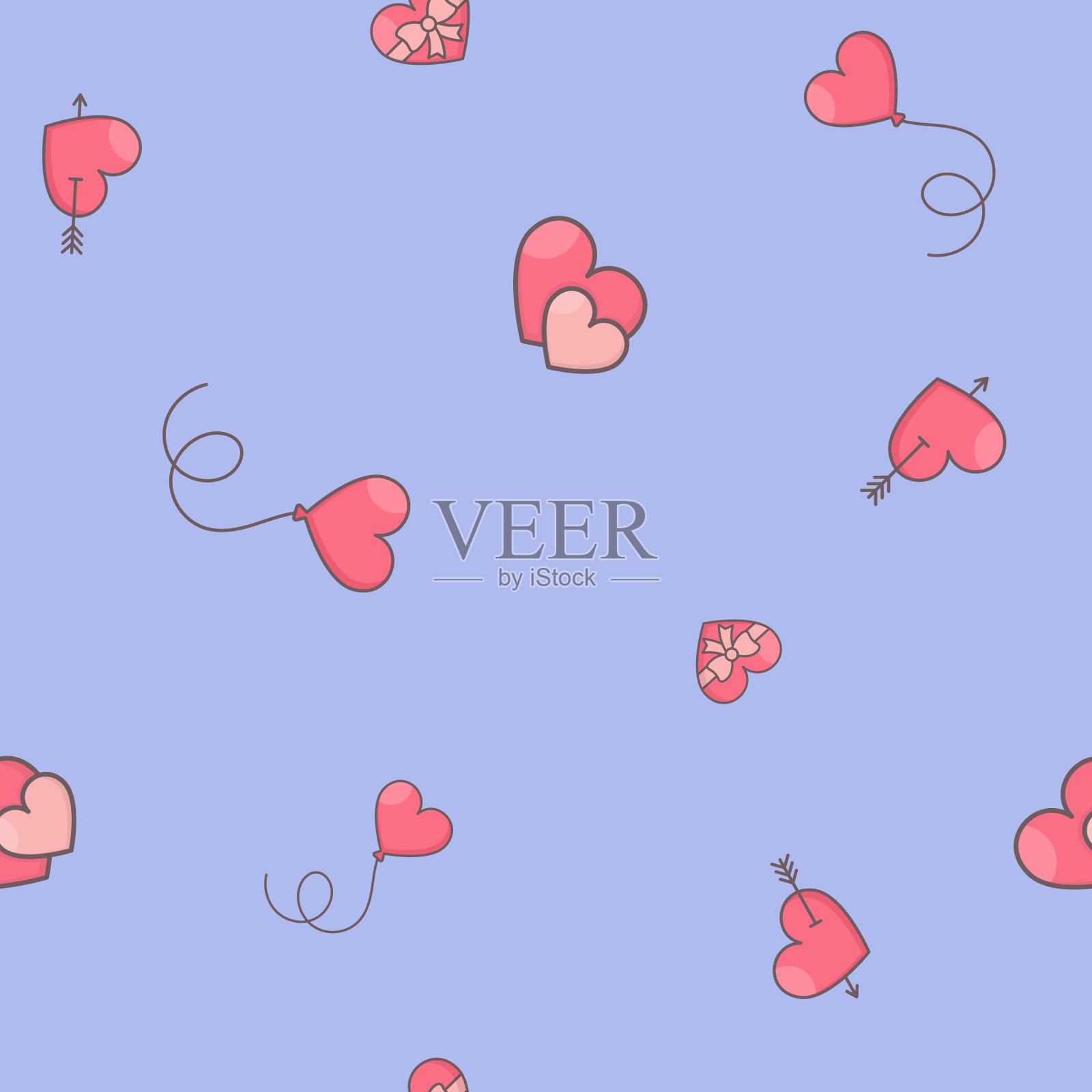 心形无缝图案插画图片素材