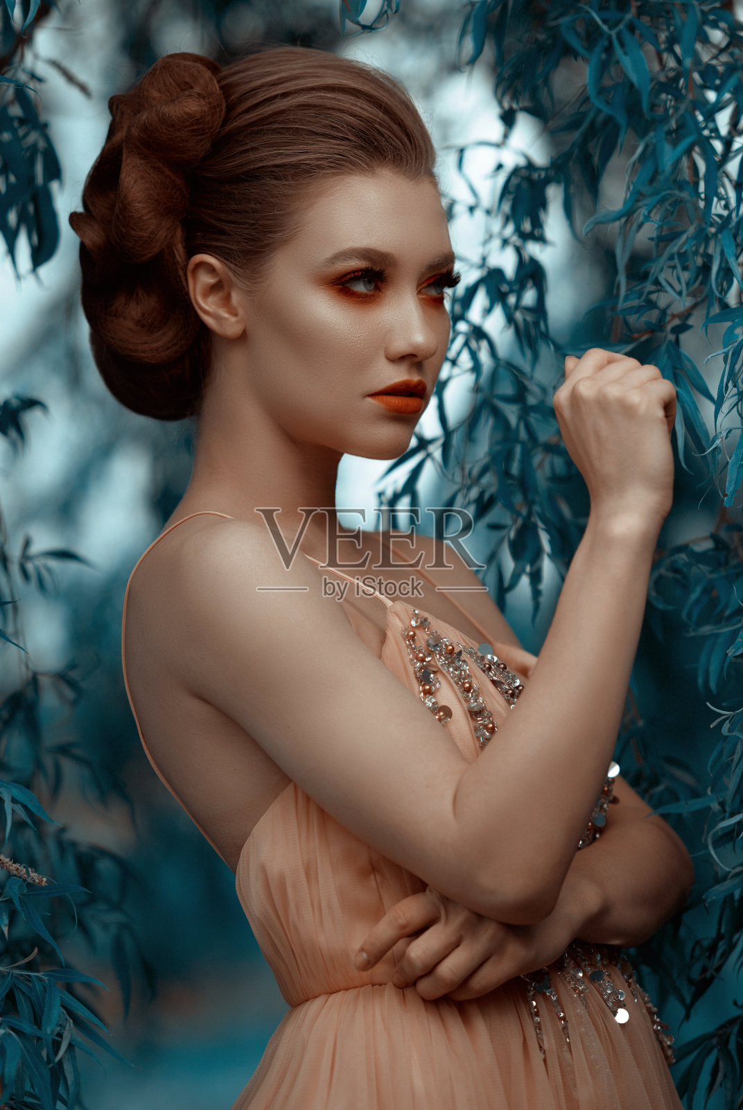 粉色童话中的美丽公主照片摄影图片