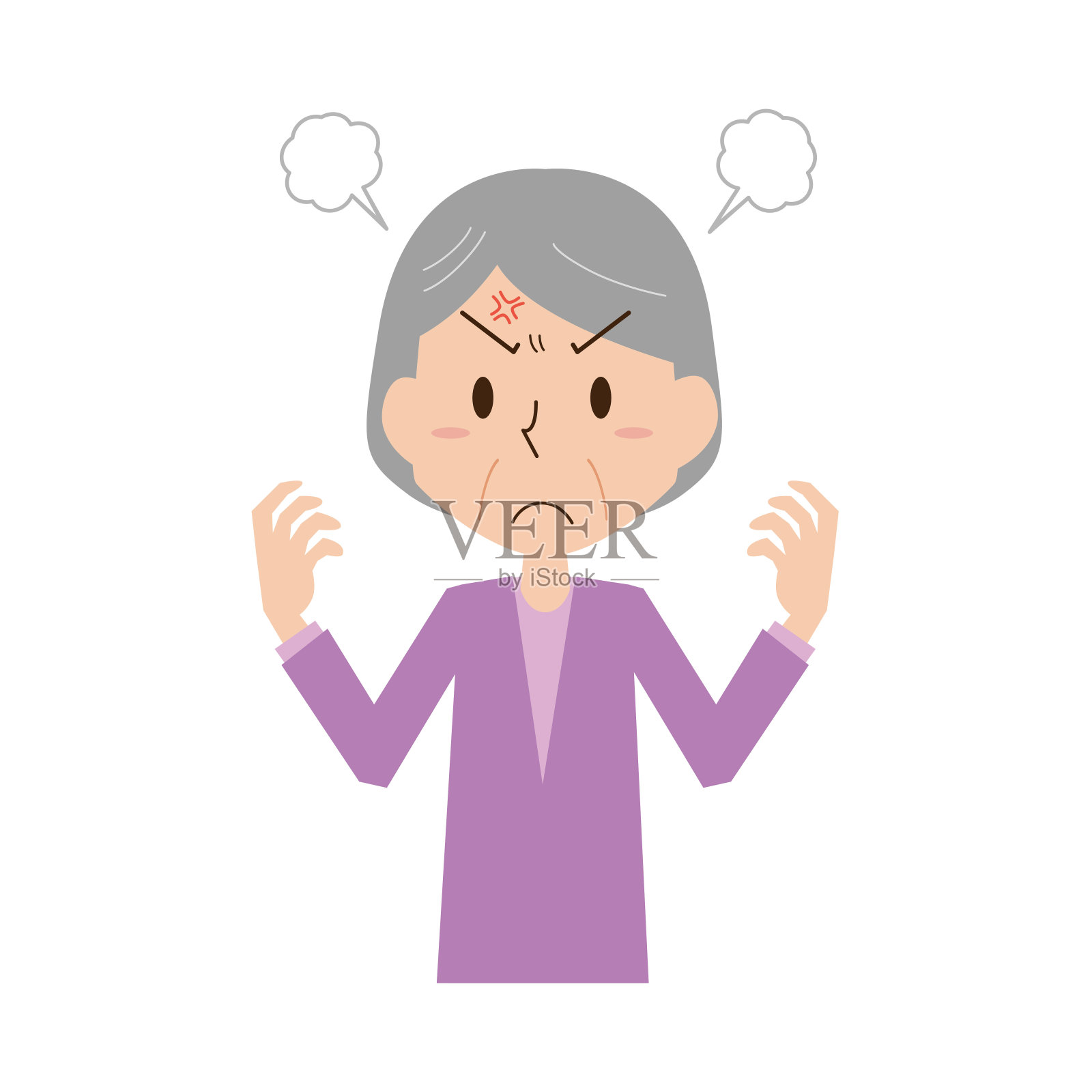 愤怒的高级的女人插画图片素材