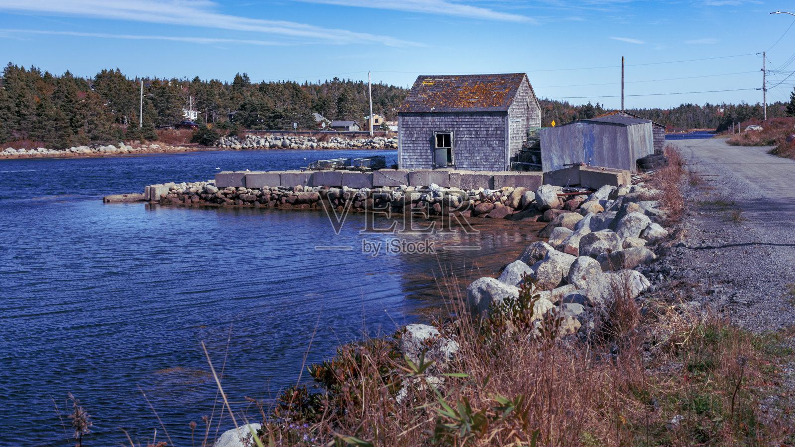 新斯科舍省的渔棚和码头照片摄影图片
