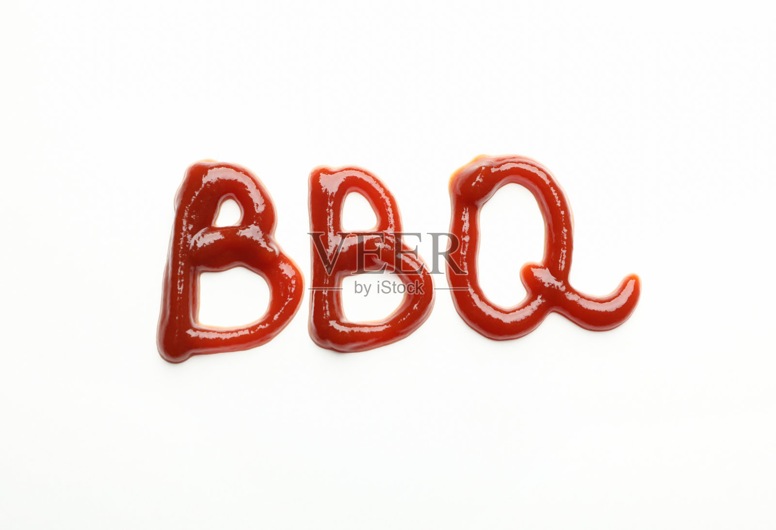 题字烧烤酱制白底，俯视图照片摄影图片