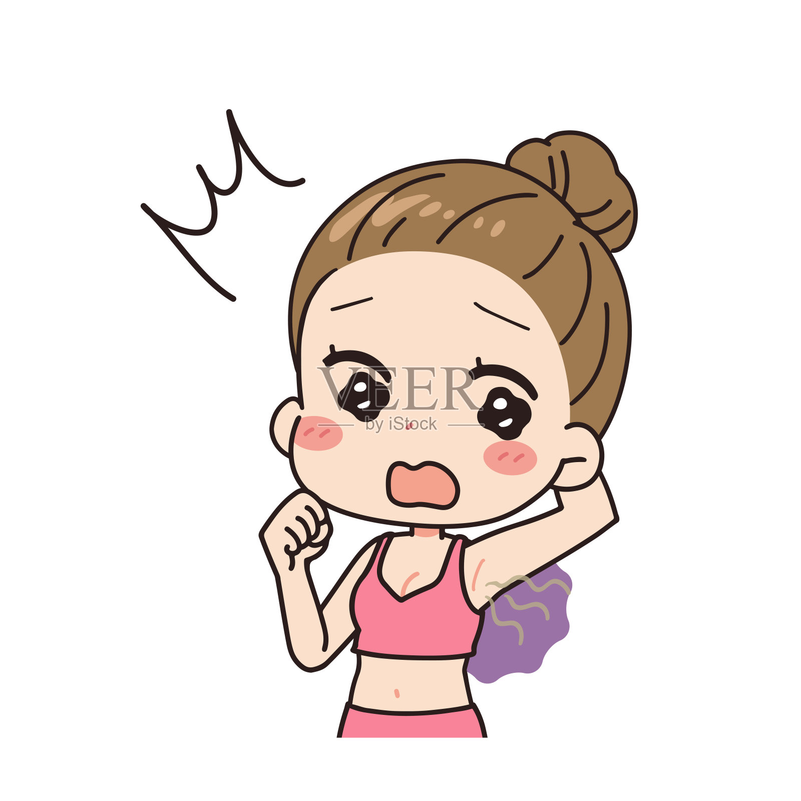 对角线插图的女人与一个复杂的一边，上半身。设计元素图片