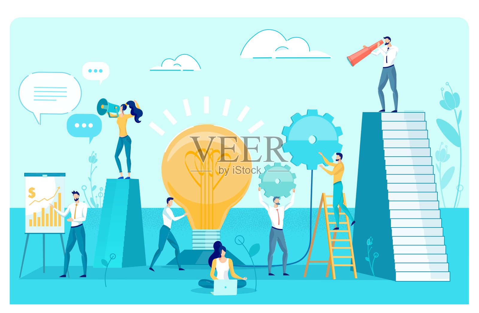 商业咨询，收入增长策略。插画图片素材