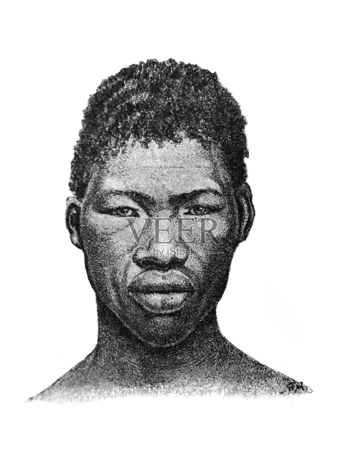 在旧书《解剖学》中非洲人的插图，作者Fr. Merkel, 1885, Braunschweig插画图片素材