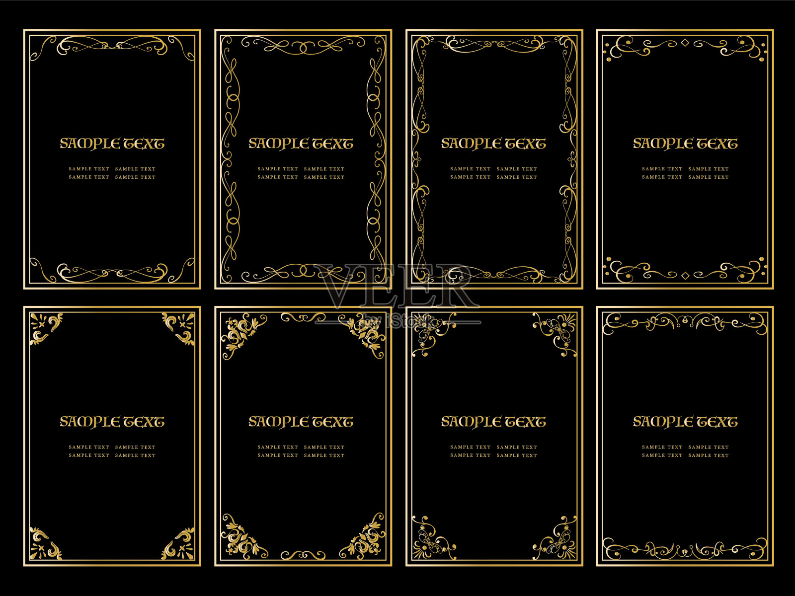 一套复古镜框设计模板素材