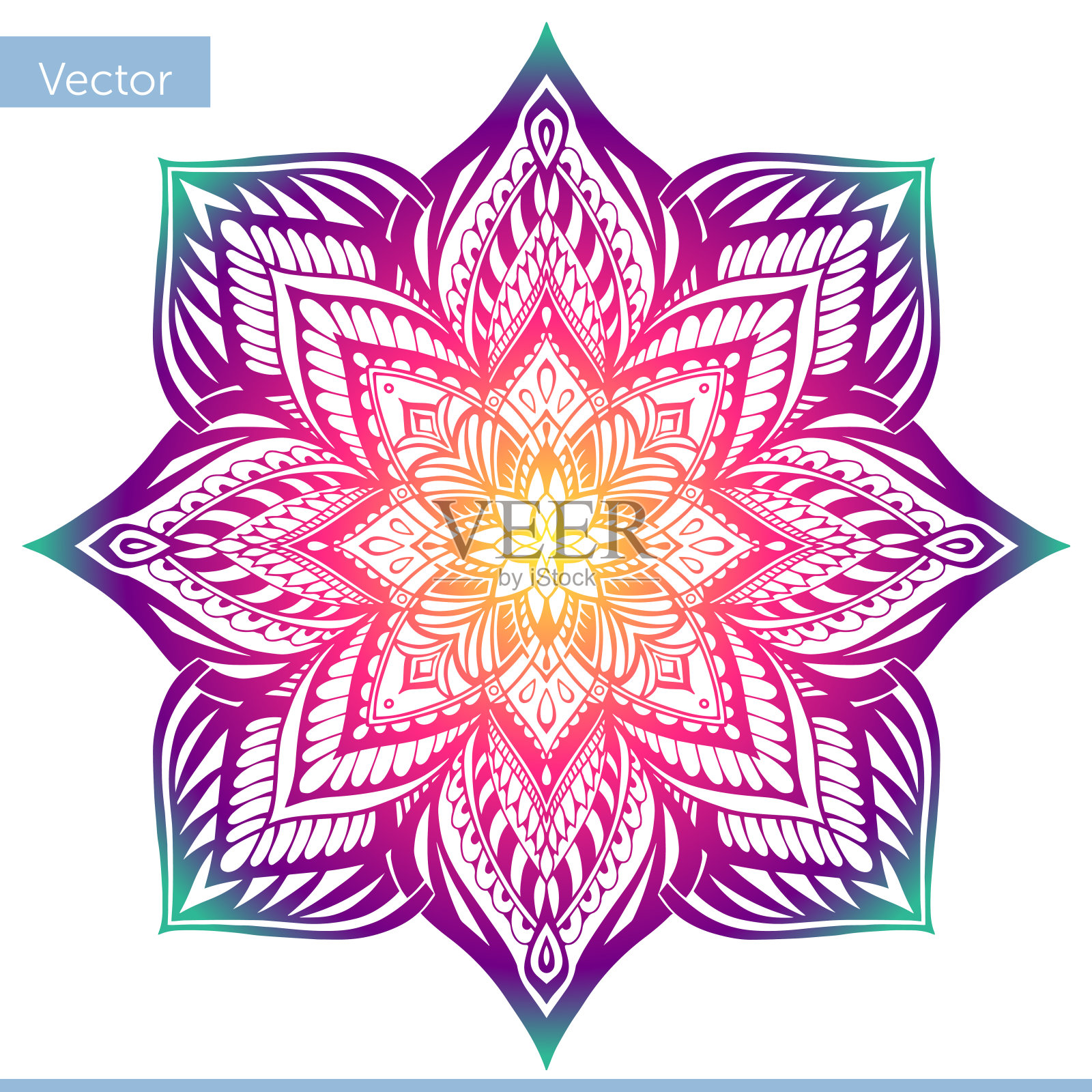 曼荼罗。圆的装饰图案。古典装饰元素。手绘背景插画图片素材