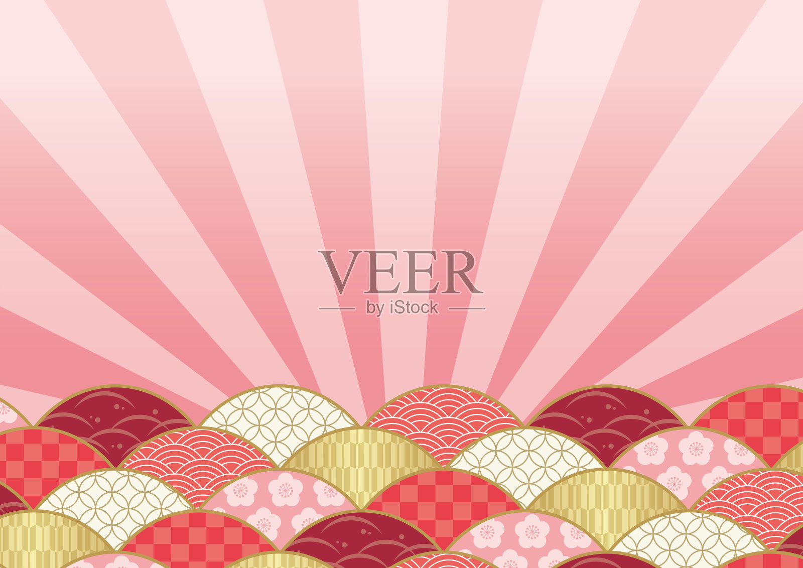 日本粉波图插画图片素材