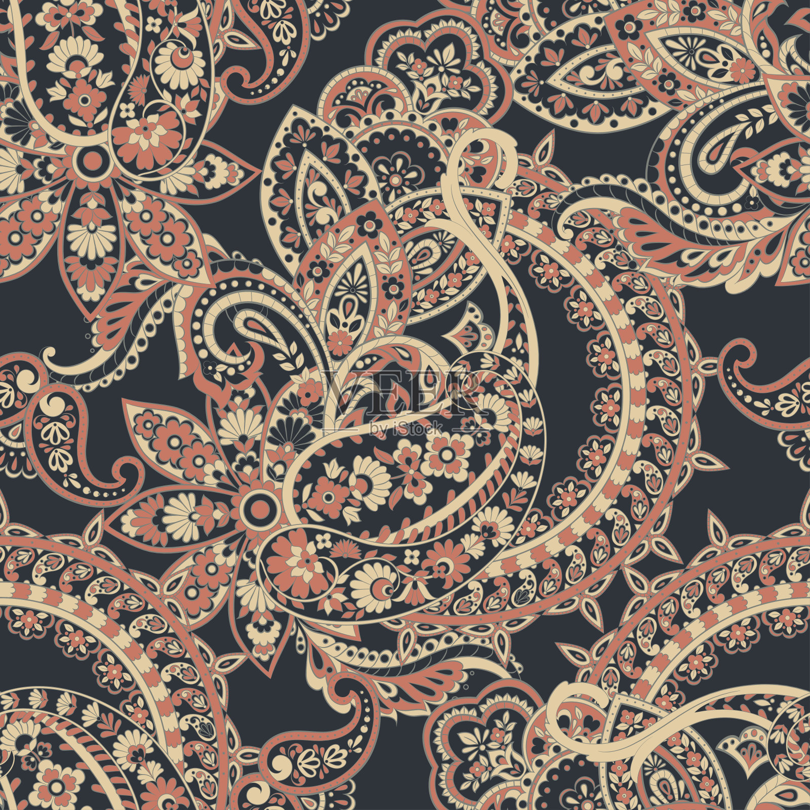 佩斯利无缝矢量模式插画图片素材