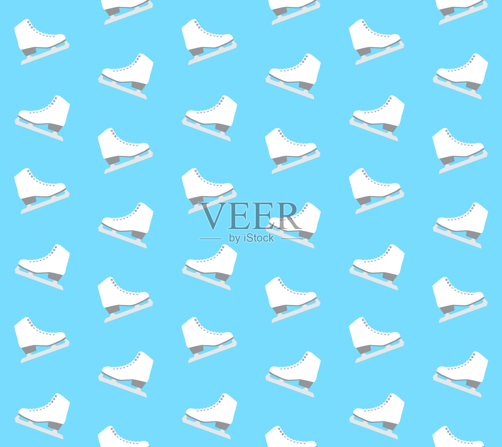 矢量无缝平面图案卡通经典白色溜冰鞋插画图片素材
