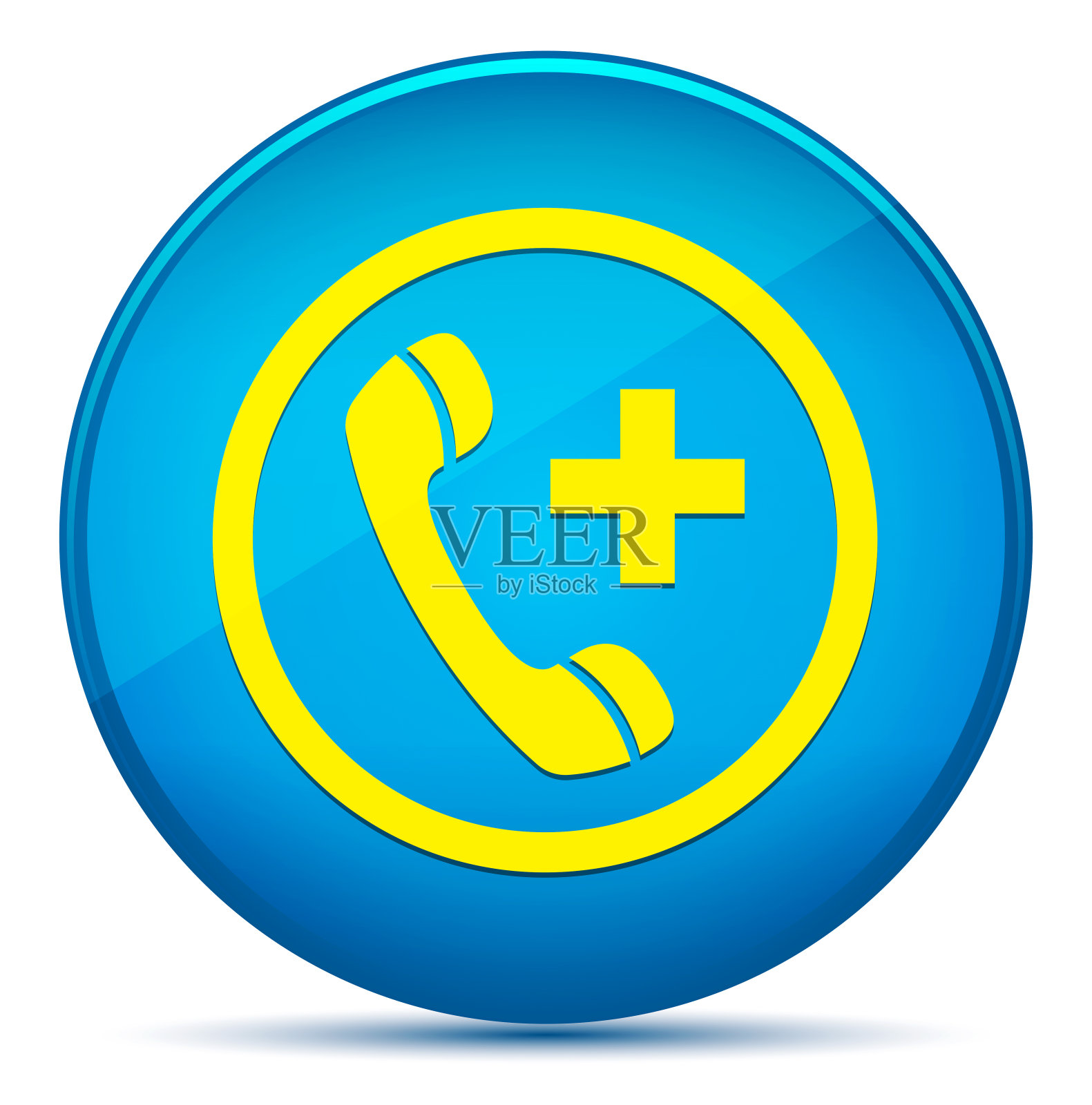 紧急呼叫图标现代扁青蓝圆形按钮图标素材