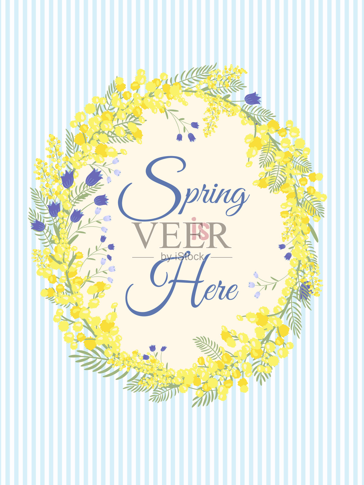 快乐的复活节背景与花圈。插画图片素材