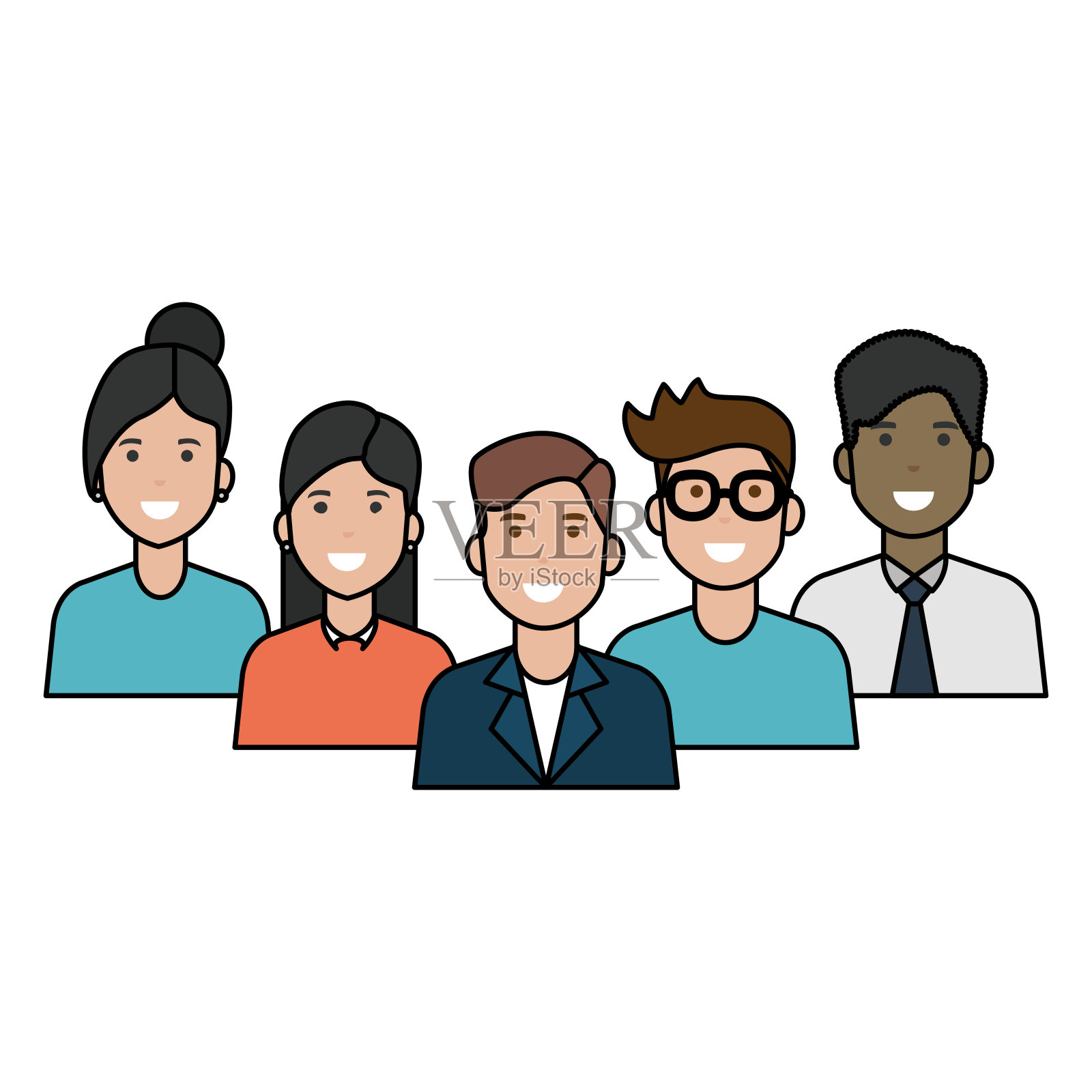 孤立的女性和男性角色设计插画图片素材