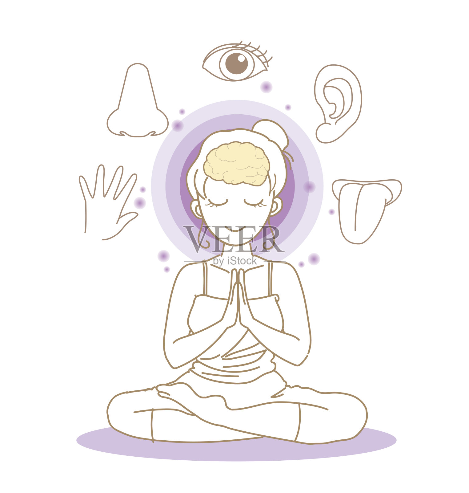 五感意象-瑜伽姿势-女人插画图片素材