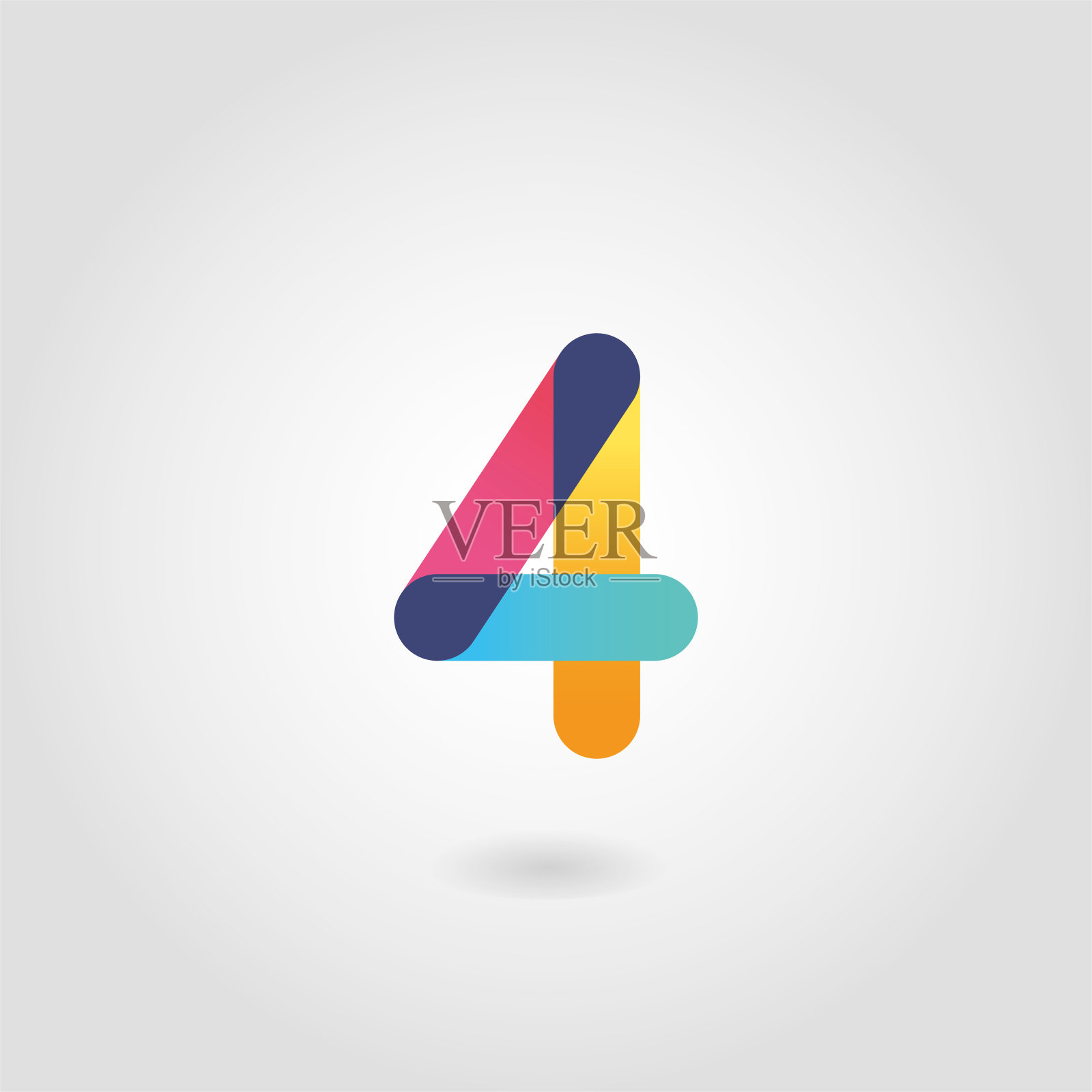 矢量彩色数字四标志设计模板插画图片素材