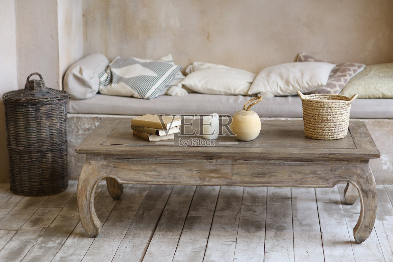 卧室室内设计东方东方风格与镜子和柳条家具照片摄影图片